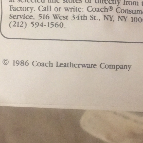 1986 Coach instructions and care paper.  Drawstring satchels - Picture 7 of 10